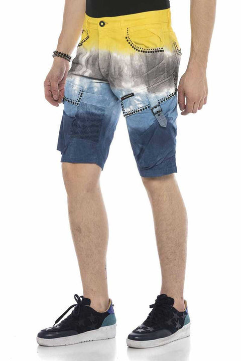 CK211 Cargo Buckle Pocket Denim Capri Shorts