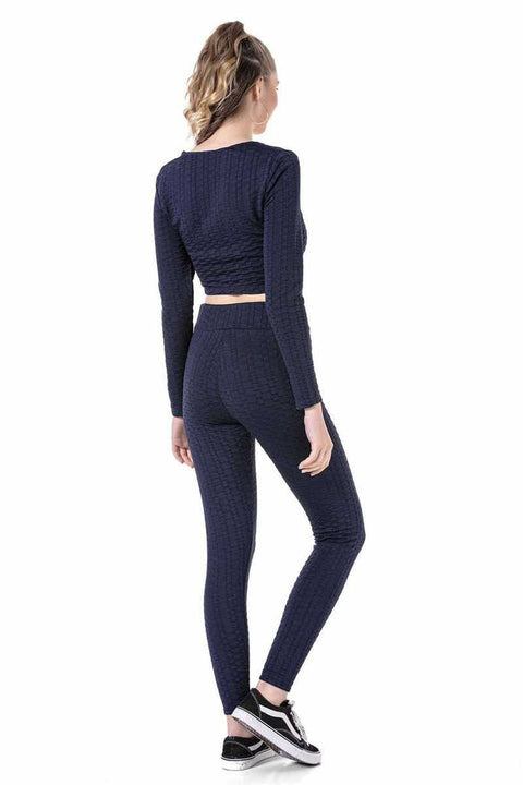 WLR142 Textured Body Tights Sports Set