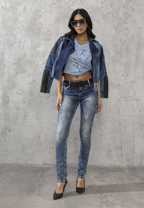 CBW-0639 Stitched Jean Slim Fit Women's Denim Trousers