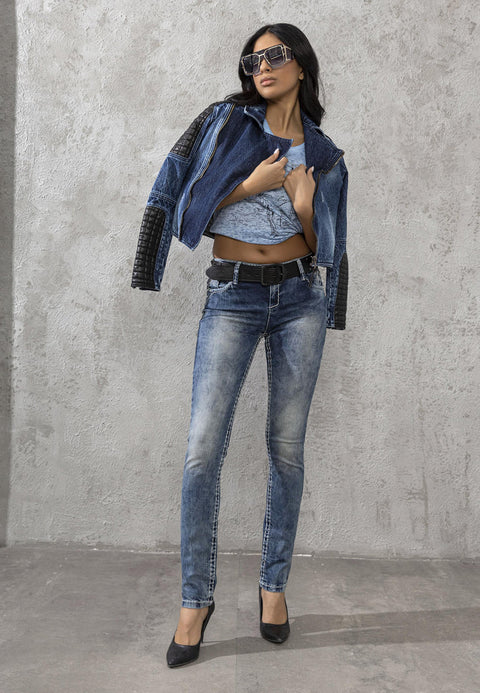 CBW-0639 Stitched Jean Slim Fit Women's Denim Trousers