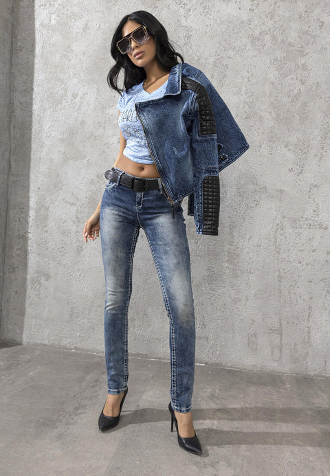 CBW-0639 Stitched Jean Slim Fit Women's Denim Trousers