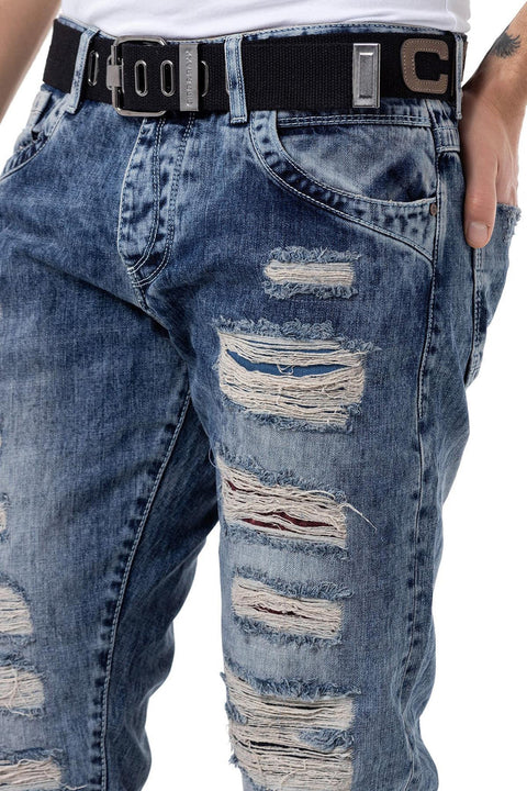 CD131 Colored Patched Low Waist Men's Jeans