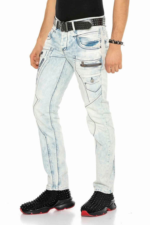 CD272 Ice Blue Stitched Men's Jean Trousers
