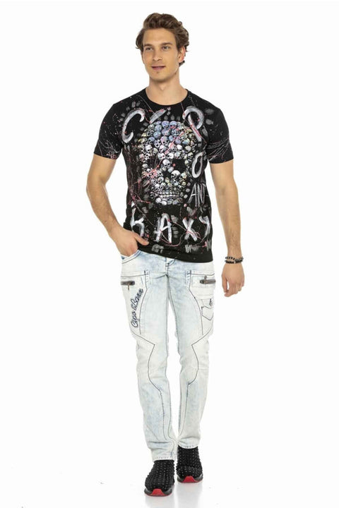 CD272 Ice Blue Stitched Men's Jean Trousers