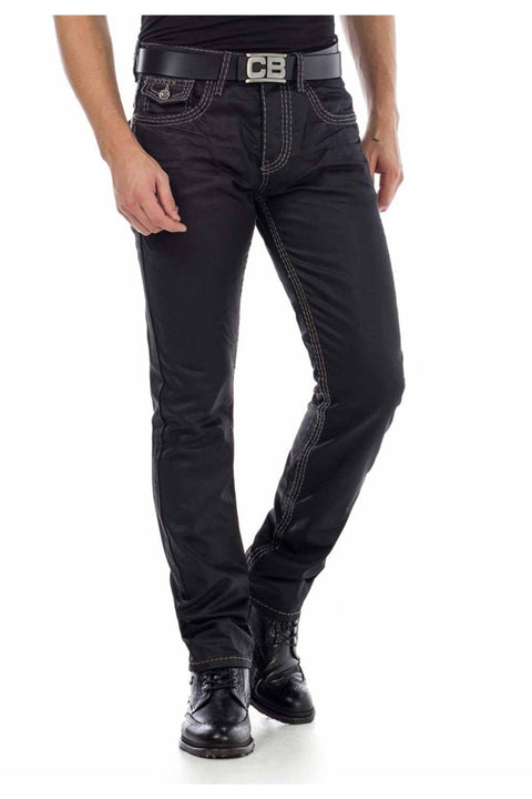 CD295 Regular Fit Shiny Fabric Jean Trousers