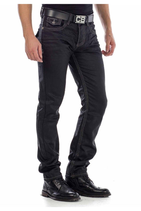 CD295 Regular Fit Shiny Fabric Jean Trousers