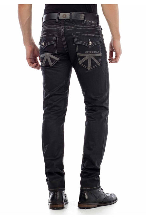 CD295 Regular Fit Shiny Fabric Jean Trousers