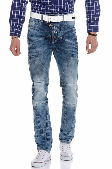 CD346 External Buttoned Piece Men's Jean Trousers