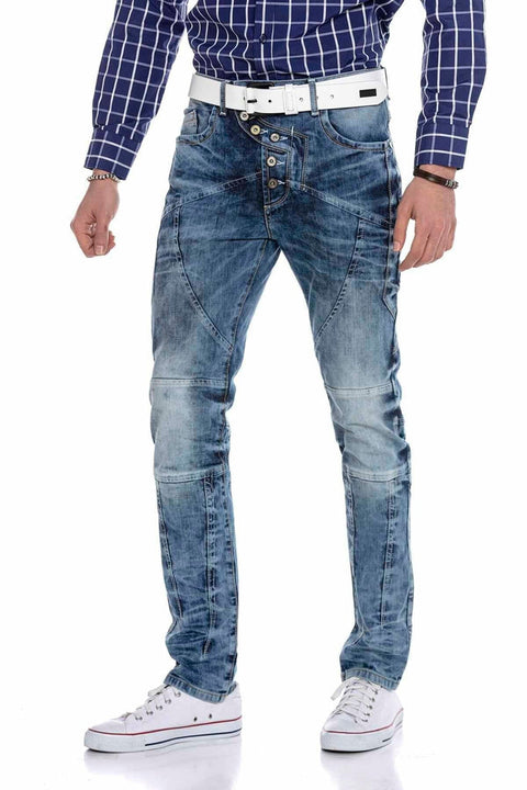 CD346 External Buttoned Piece Men's Jean Trousers