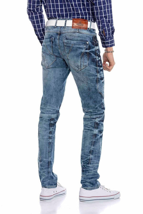 CD346 External Buttoned Piece Men's Jean Trousers