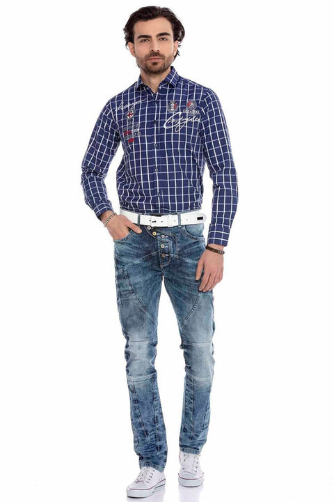 CD346 External Buttoned Piece Men's Jean Trousers