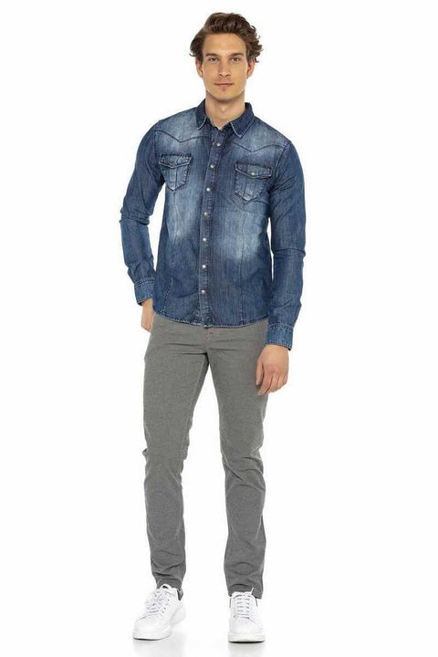 CD372B Slim Fit Narrow Leg Men's Elastic Waist Trousers