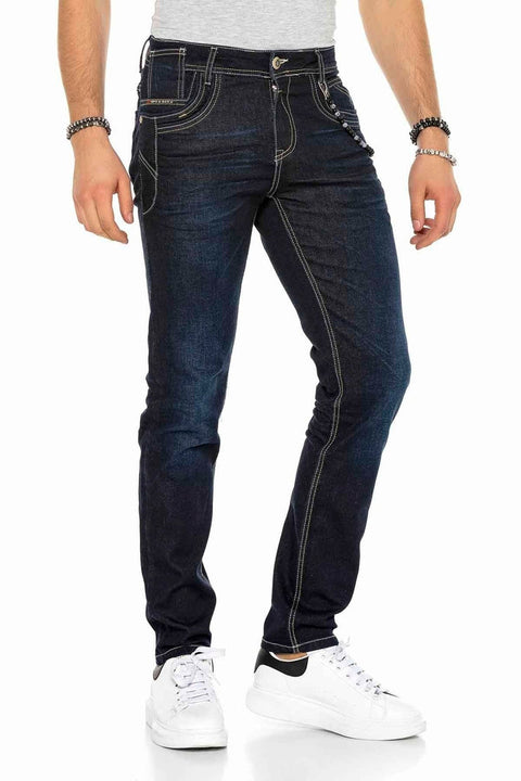 CD395 Contrast Stitched Men's Jean Trousers