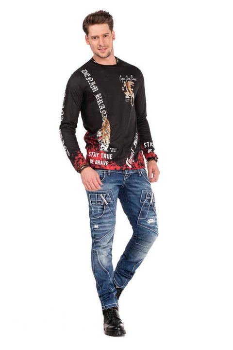 CD466 Three Layer Belt Slim Fit Worn Men's Jean Trousers