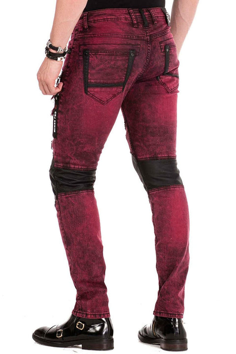 CD481 Patch Embroidered Men's Biker Trousers