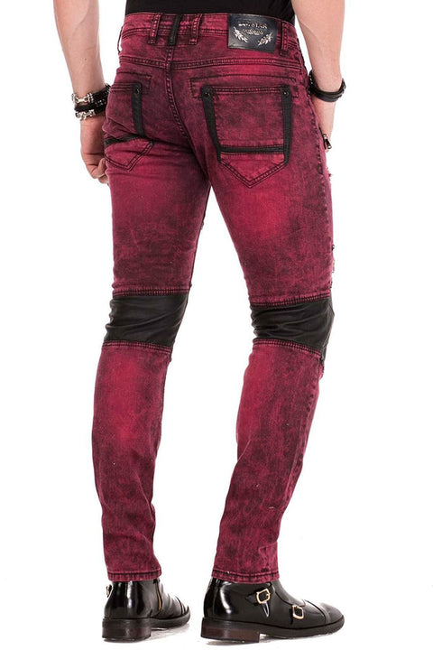 CD481 Patch Embroidered Men's Biker Trousers