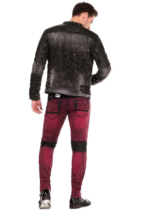 CD481 Patch Embroidered Men's Biker Trousers