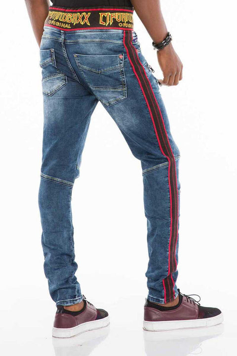 CD504 Rubber Belt Slim Fit Men's Jean Trousers
