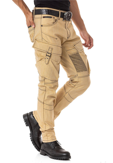CD523 Cargo Pocket Worn Out Loose Cut Hip Hop Style Trousers