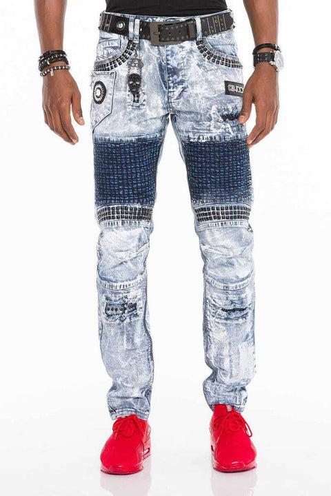 CD529 Metal Embroidered Hand Painted Men's Jean Trousers