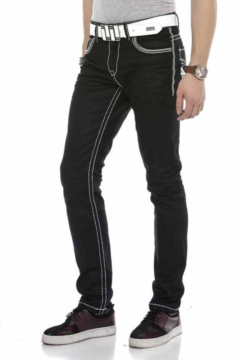 CD553 Embroidered Pocket Detailed Jean Trousers