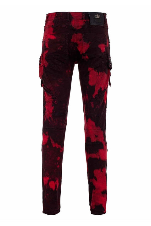CD558 Shadow Patterned Stone and Zipper Cargo Pants