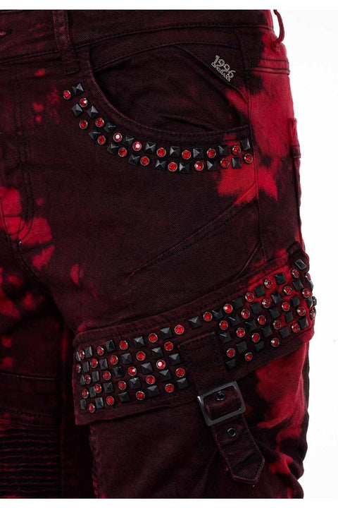 CD558 Shadow Patterned Stone and Zipper Cargo Pants
