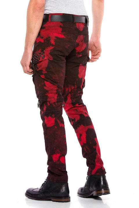 CD558 Shadow Patterned Stone and Zipper Cargo Pants