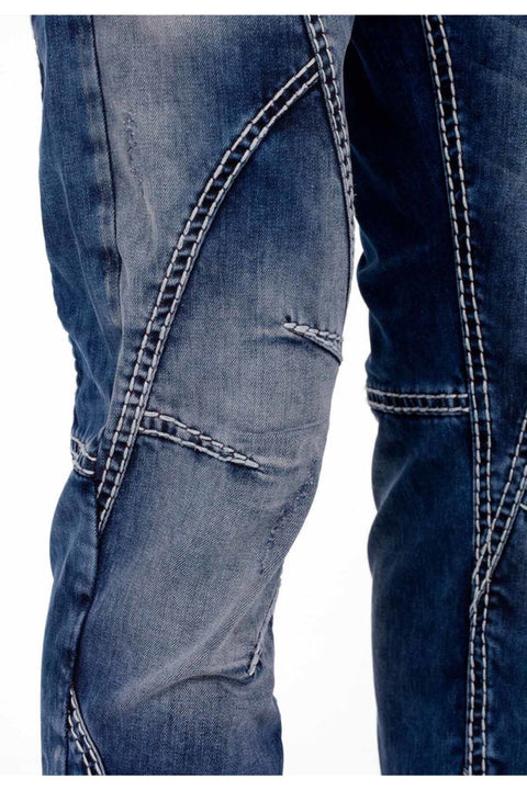 CD563 Pieced Stitched Regular Cut Jean Trousers