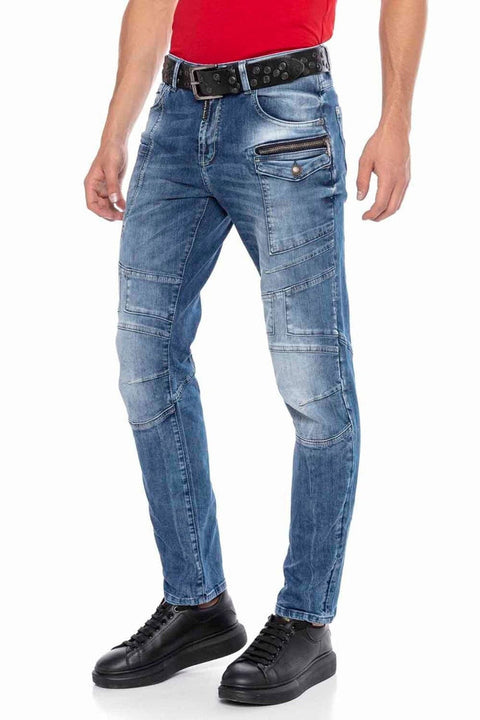 CD577 Piece Stitched Slim Men's Jean Trousers