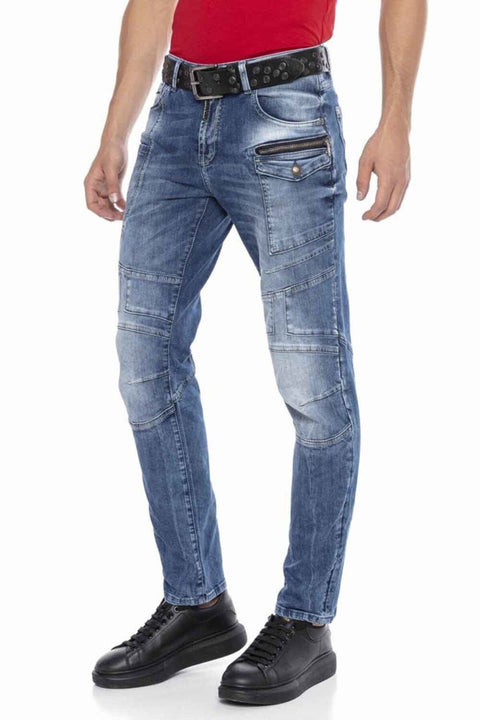 CD577 Piece Stitched Slim Men's Jean Trousers