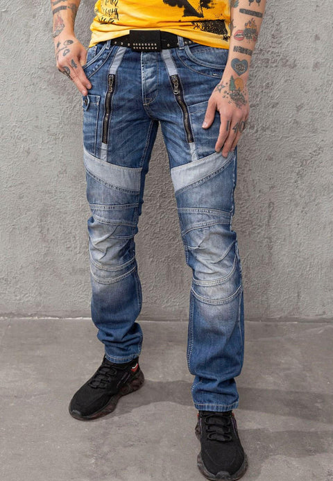 CD576 Piece Stitched Slim Fit Men's Jean Trousers