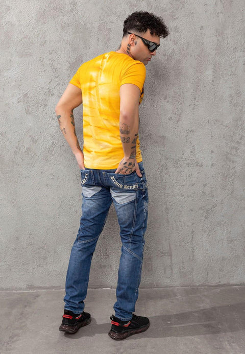 CD576 Piece Stitched Slim Fit Men's Jean Trousers