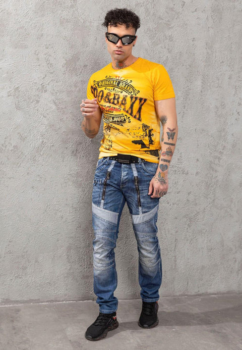 CD576 Piece Stitched Slim Fit Men's Jean Trousers