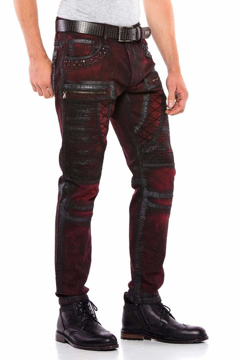 CD581 Glitter Painting Embroidered Stone Detailed Men's Jean Trousers