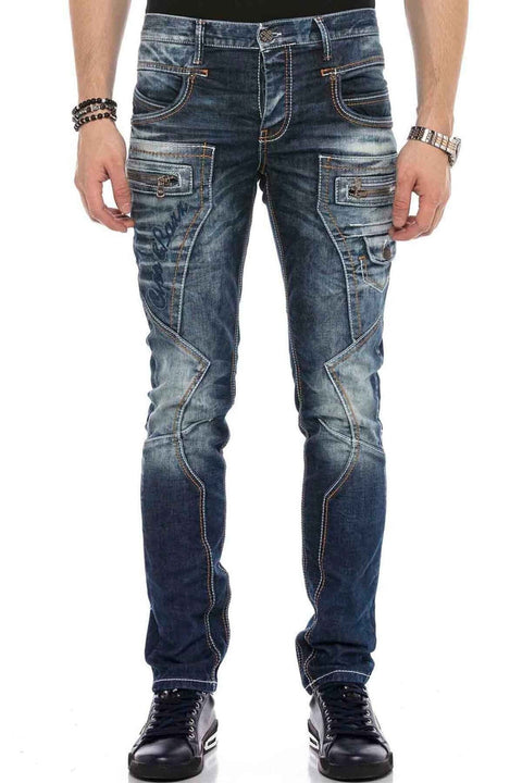 CD584 Piece Stitched Low Waist Vintage Men's Jean Trousers