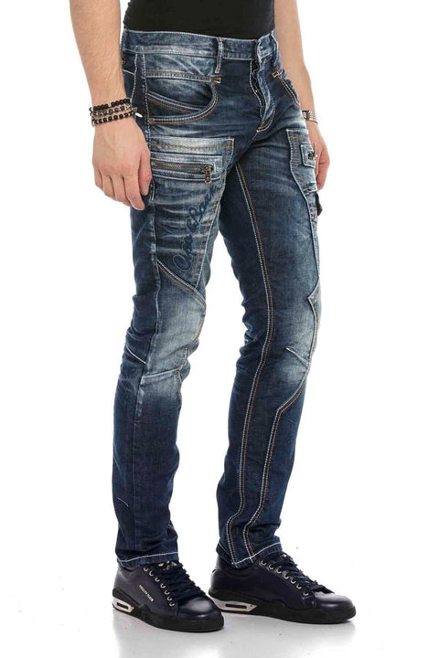 CD584 Piece Stitched Low Waist Vintage Men's Jean Trousers