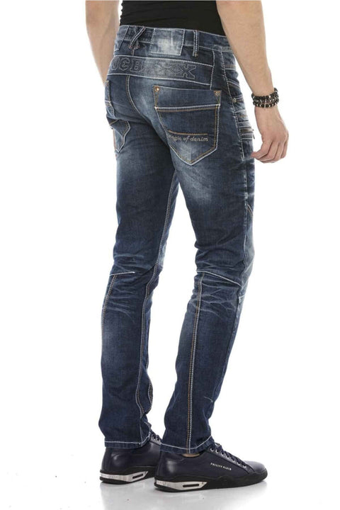 CD584 Piece Stitched Low Waist Vintage Men's Jean Trousers