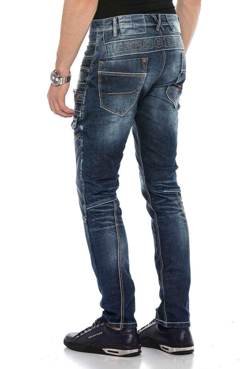 CD584 Piece Stitched Low Waist Vintage Men's Jean Trousers