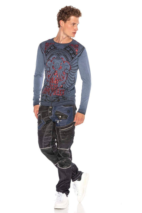 CD639 Low Waist Loose Cut Rapper Men's Jean Pants