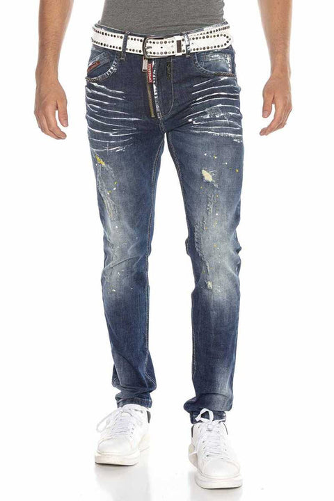 CD658 Dyed Ripped Low Waist Men's Jean Pants