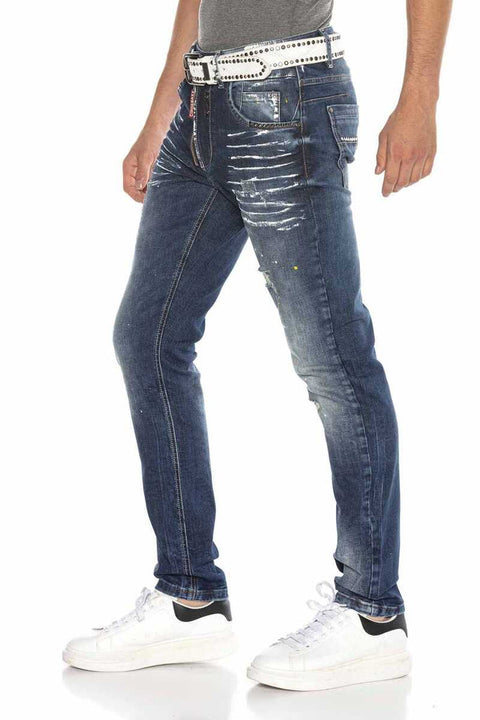 CD658 Dyed Ripped Low Waist Men's Jean Pants