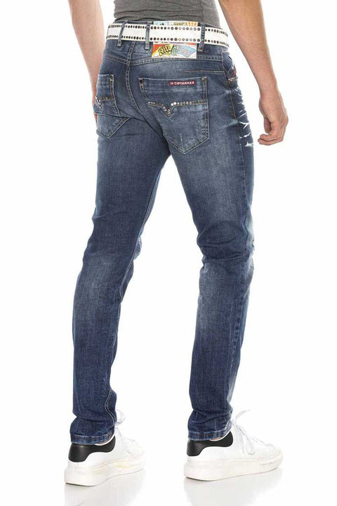 CD658 Dyed Ripped Low Waist Men's Jean Pants