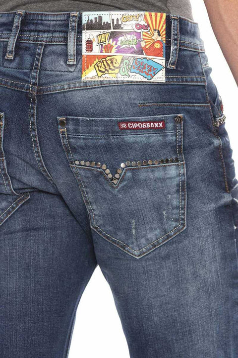 CD658 Dyed Ripped Low Waist Men's Jean Pants