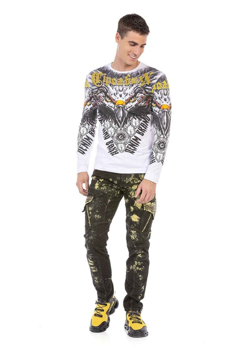 CD677 Cargo Pocket Washed Fabric Men's Jean Trousers