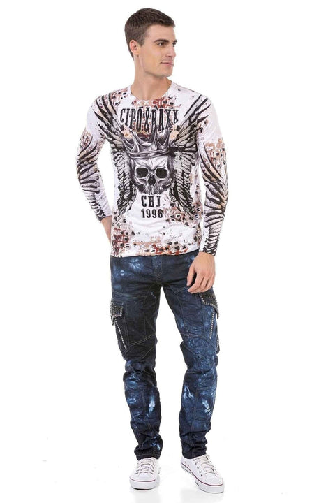 CD677 Cargo Pocket Washed Fabric Men's Jean Trousers
