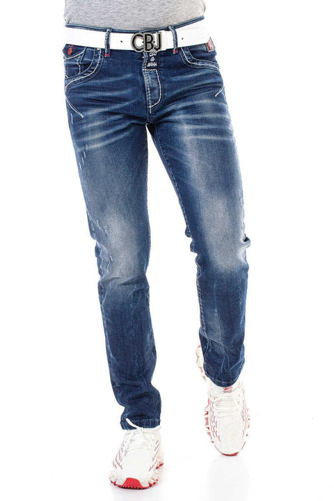 CD692 Embroidery Detailed Men's Jean Trousers