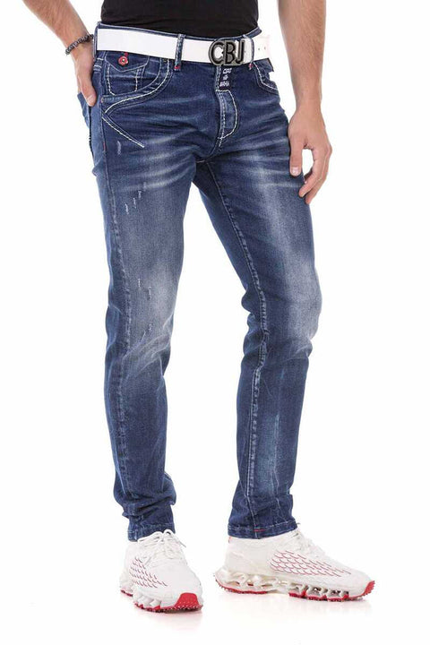 CD692 Embroidery Detailed Men's Jean Trousers