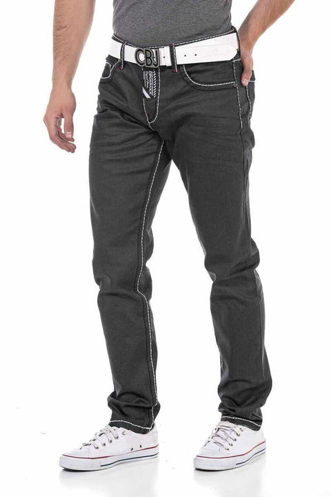 CD710 Basic Contrast Stitched Men's Trousers