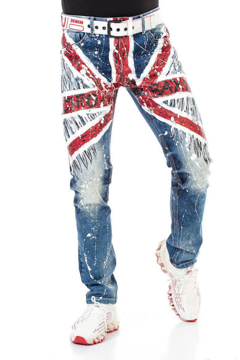 CD714 Great Britain Printed Men's Jean Trousers